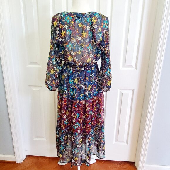 Figueroa & Flower Romantic Boho Maxi Dress M | Cottagecore Floral Tiered - Picture 4 of 15